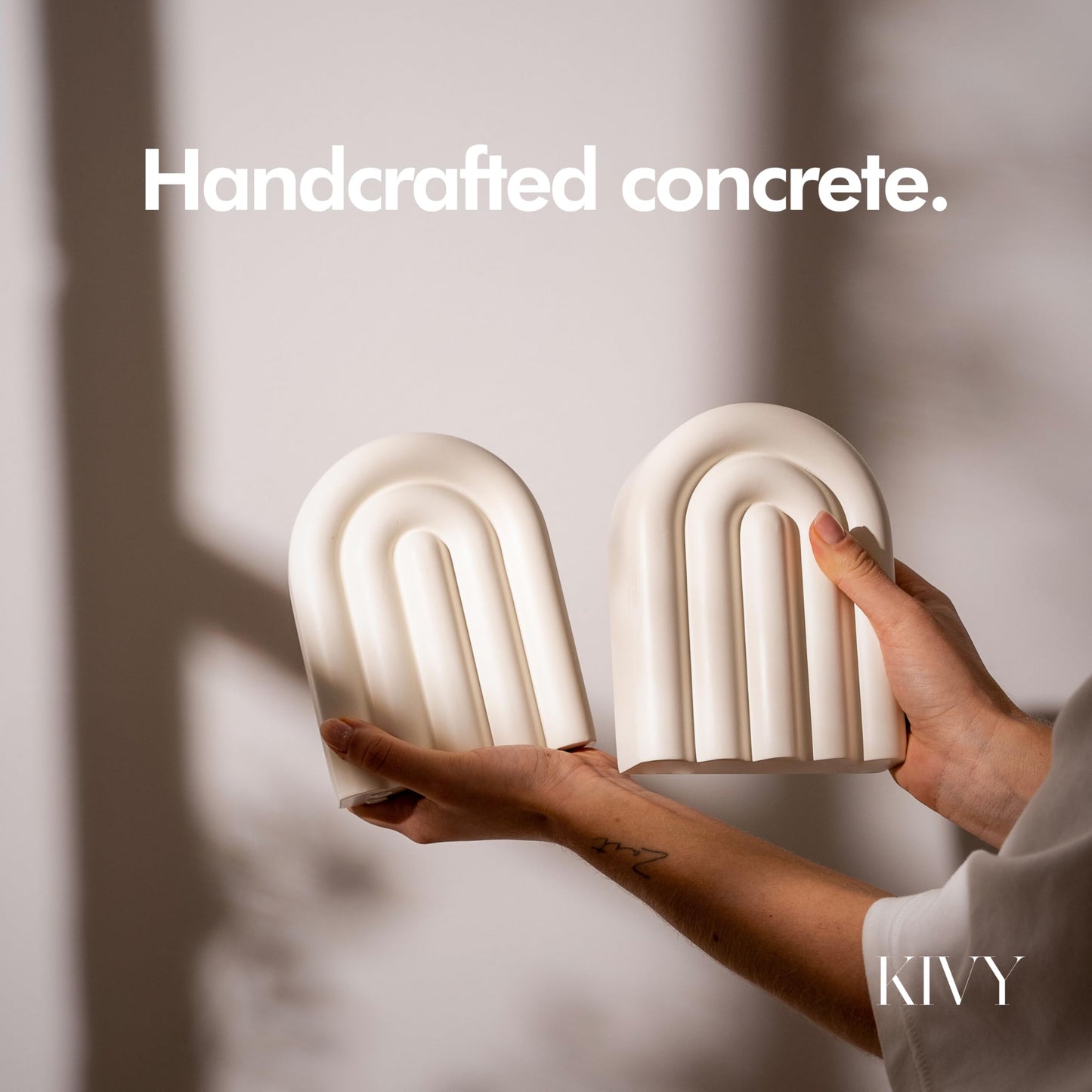 KIVY Concrete Book Ends for Shelves [Heavy Duty BOOKENDS] - Bookends Decorative for Heavy Books - Modern Trendy Book Ends - Book Stopper for Shelves - Book Holders