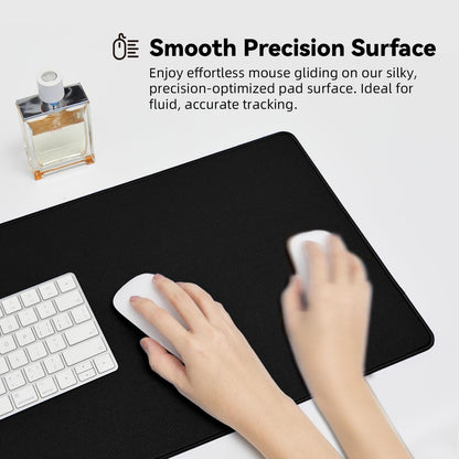 Reniteco Large Gaming Mouse Pad with Durable Stitched Edges, Non-Slip Rubber Base, Big Computer Keyboard Mouse Mat Desk Pad for Home Office Gaming Work, 11.81"x27.56"x0.08", Black
