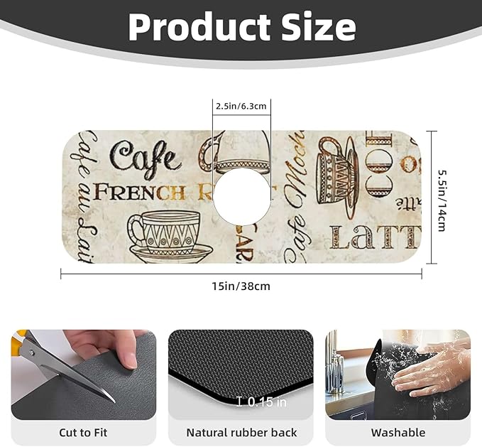 2Pcs Dish Drying Mats Faucet Mats Sets Large Size Coffee Mats Sink Faucet Mat