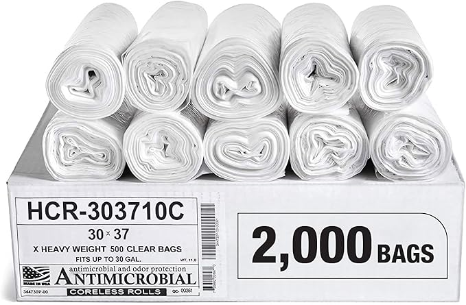 Aluf Plastics High Density Trash Bags, 30 Gallon, 10 Micron,