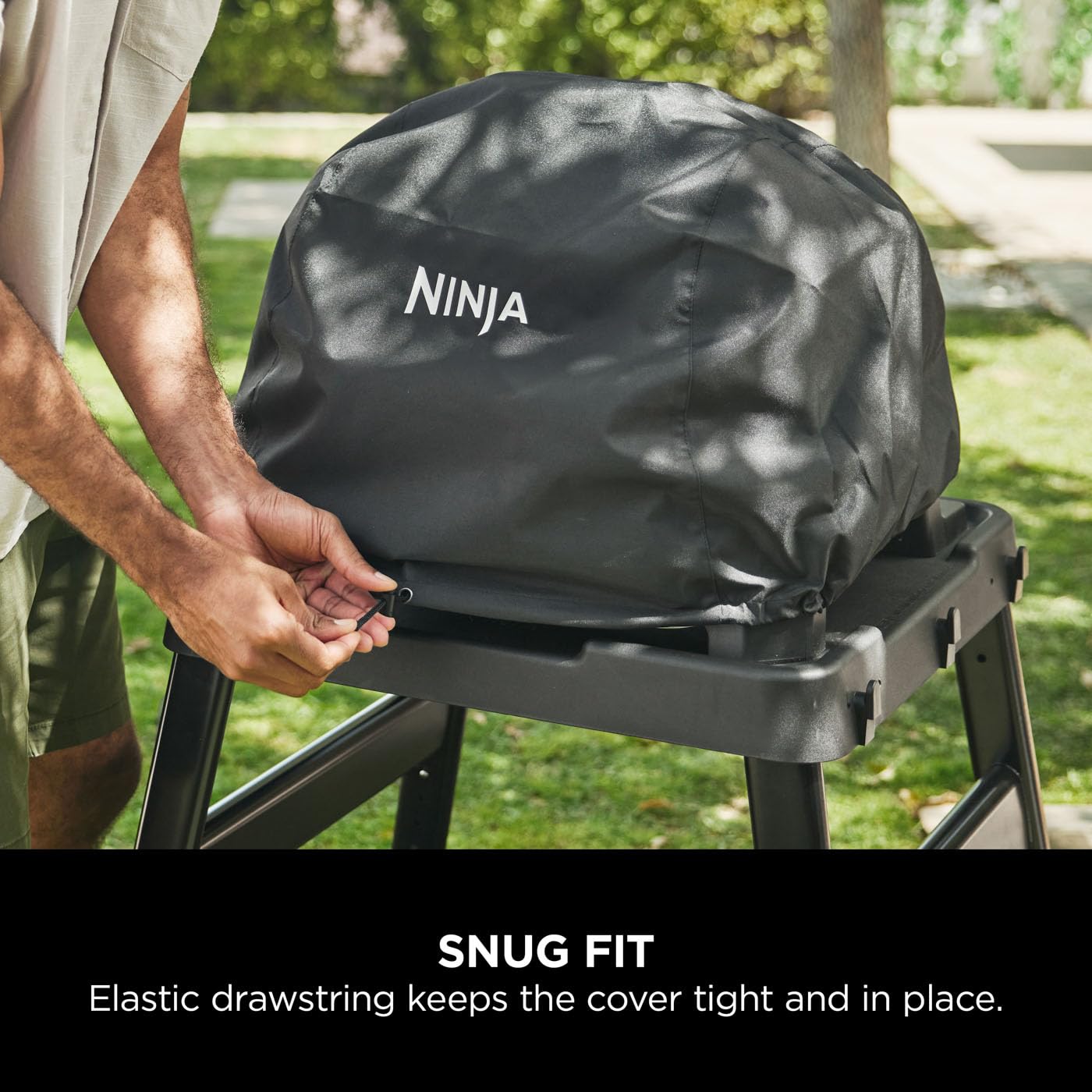 Ninja Woodfire XL Grill Cover, Anti-Fade Weather Resistant BBQ Cover with Drawstring, Official Accessory, Compatible with Ninja Woodfire XL BBQ Grill OG850 / OG901, Black, XSKOGXLCVREU