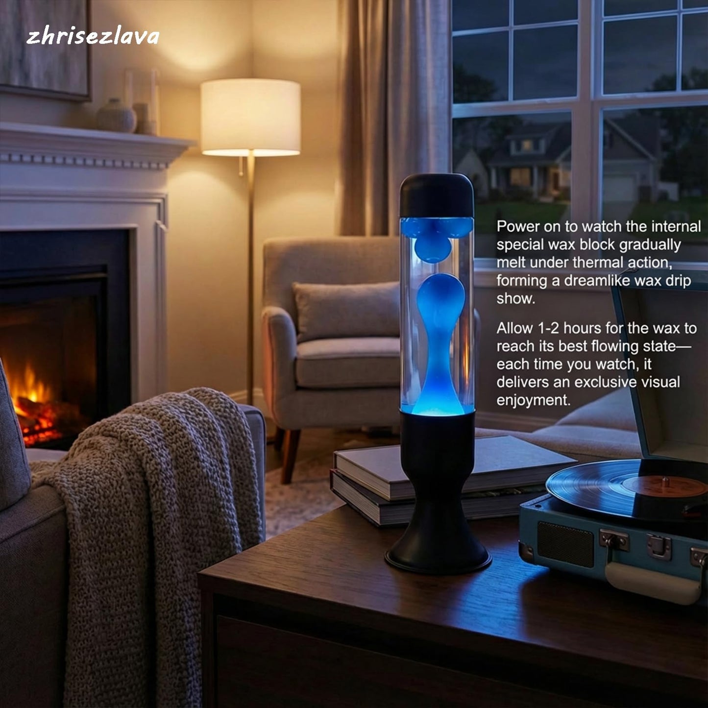 zhrisezlava Liquid Motion Lamps 16 Inch, Blue Motion Lamp Relaxing Night Light for Meditation, Aesthetic Room Decor Aesthetic Lamp, Cool Birthday Gifts for Boys Girls Adults, Black Base Liquid Lamp