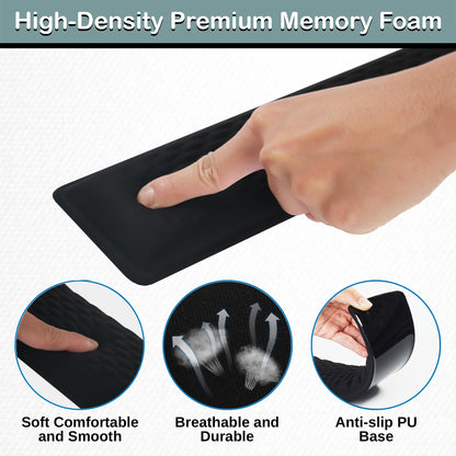 Ergonomic Memory Foam Keyboard Wrist Rest Pad, Extra-Wide Black, Soft Non-Slip Arm Cushion for Computer, Laptop & Desk | Pain Relief & Typing Comfort for Office & Gaming Use