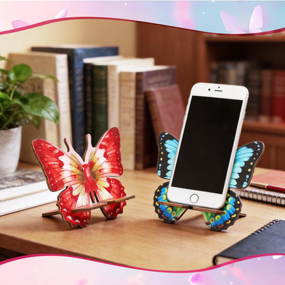 Konohan 12 Pack Wooden Butterfly Cell Phone Stands, Bulk Employee Appreciation & Spring Thank You Gifts, Decorative Desk Phone & Tablet Holders with Charging Hole, for Office, Team, Coworkers, Staff