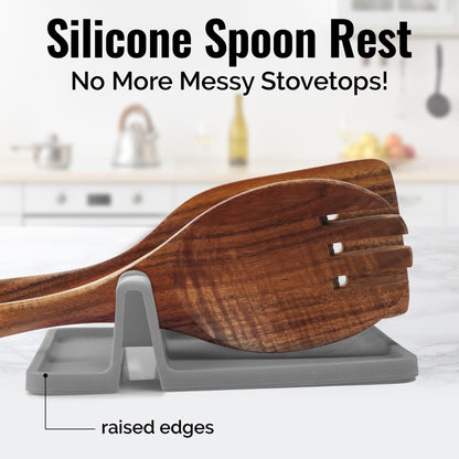 Silicone Utensil Rest with Drip Pad for Multiple Utensils, Heat-Resistant, BPA-Free Spoon Rest & Spoon Holder for Stove Top, Kitchen Utensil Holder for Spoons, Ladles, Tongs & More - by Zulay