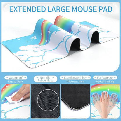 ATTACK SHARK Cloud Wrist Rest Mousepad Set for Gaming Keyboard and Mouse(31.3x11.6in) XXL Large Desk Mat Gel Wrist Support,PU Soft Memory Foam,Pain Relief,Non Slip Office Supplies for PC/Laptop-Green