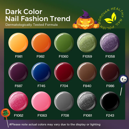 Morovan Dark Nail Polish Set: Glitter Green Dark Red Black Hot Pink Brown Shimmer Fingernail Polish Kit Air Quick Dry Nail Pack for Halloween Nail Art Manicure Gift Holiday Party for Women Girls