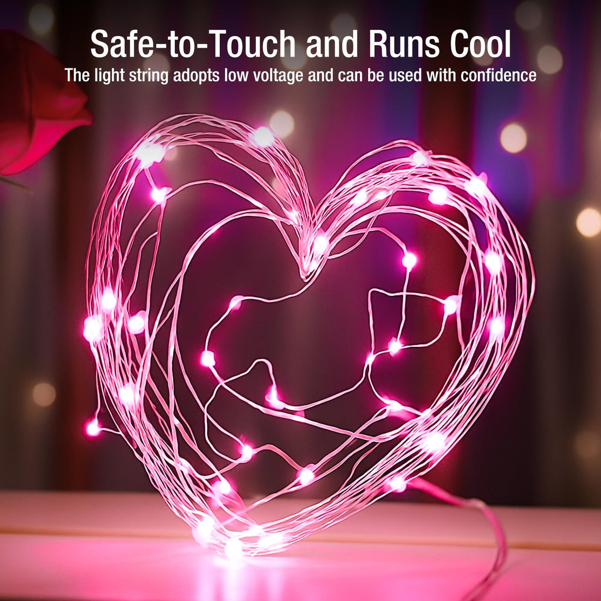 12 Pack Fairy Lights Battery Operated - 7ft 20 Led Twinkle Lights 3 Modes, Bulk Mini String Lights Waterproof for Mason Jars Vases DIY Party Wedding Decoration Valentines Day - Pink
