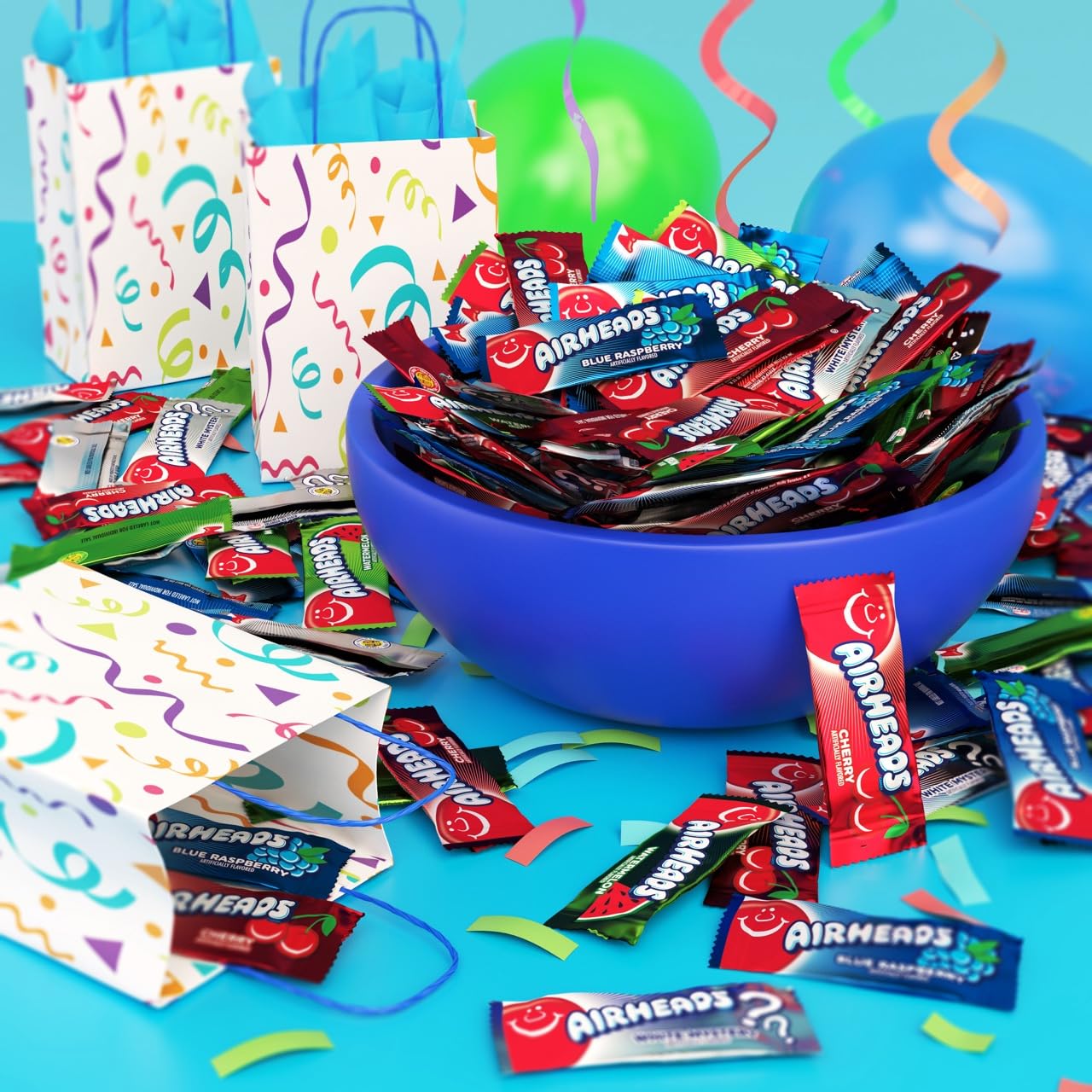 Airheads Mini Bars, Halloween Trick or Treat Candy, Assorted Flavors Variety Pack, Individually Wrapped Bulk Candy for Adults & Kids, Non-Melting, Party, 5 Pound Bag
