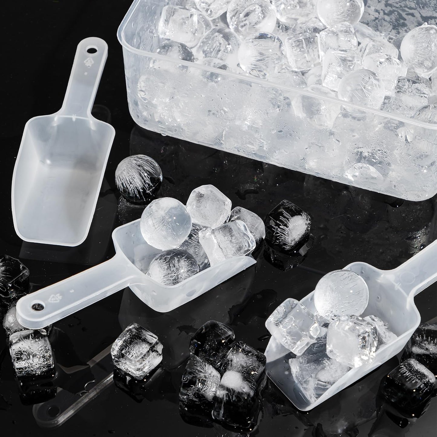 18Pcs Clear Plastic Ice Scoop for Freezer - Durable Acrylic Serving Spoons for Kitchen Canisters, Candy Buffet, Coffee, Flour, Popcorn - Multi-Purpose Small Scoopers for Dry Goods & Bath Salts