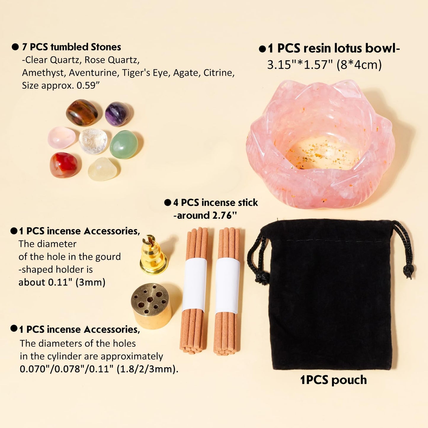 Incense Holders 40 Incense Sticks Rose Quartz Resin and Crystal Lotus Burner Soothe The Nerves Removable Ash Collector for Meditation, Yoga & Spiritual Home Decor