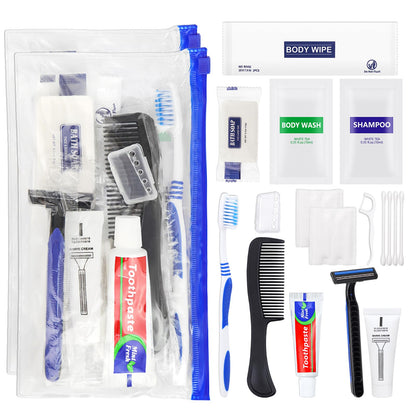 SLequipo Basic Toiletry Kits, Individually Packed, Personal Hygiene Bulk Homeless Care Package Supplies, Travel Size for Men Women Charity, Disposable Toothbrushes With Toothpaste Set