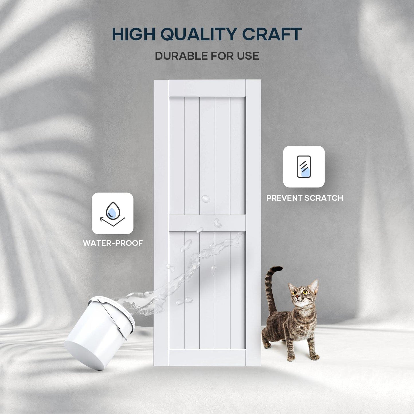 EaseLife 32 x 80 inch White Barn Door with 5.5FT Sliding Door Hardware Kit Included & Handle,Solid Wood Covered with Waterproof PVC Surface,DIY Assemblely,Easy Install,H-Frame,Fit 28-30in Wide Opening