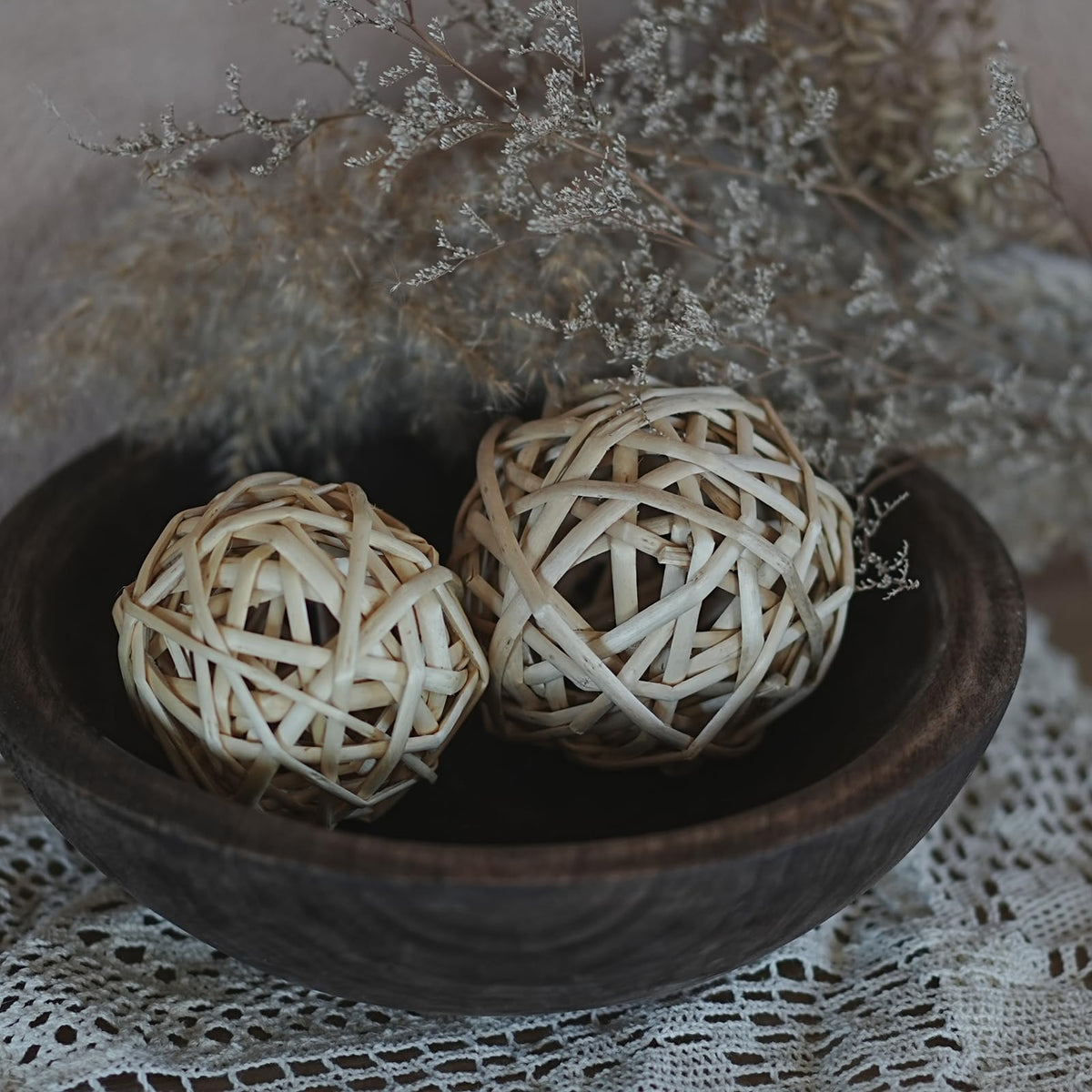 RUIRUICO Wooden Decorative Bowl, Farmhouse Centerpiece(Brown)
