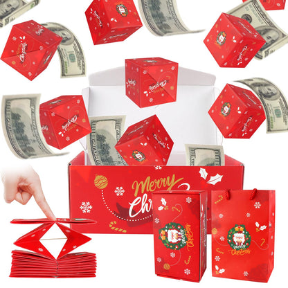 CSMGY Surprise Box Gift for Money, Christmas Surprise Gift Box Explosion, Folding Bouncing Gift Box for Christmas Birthday Anniversary, 12 Bounces Boxes (Red)