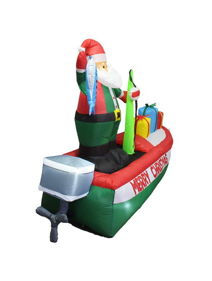 8 Foot Long Inflatable Santa Claus on a Fishing Boat