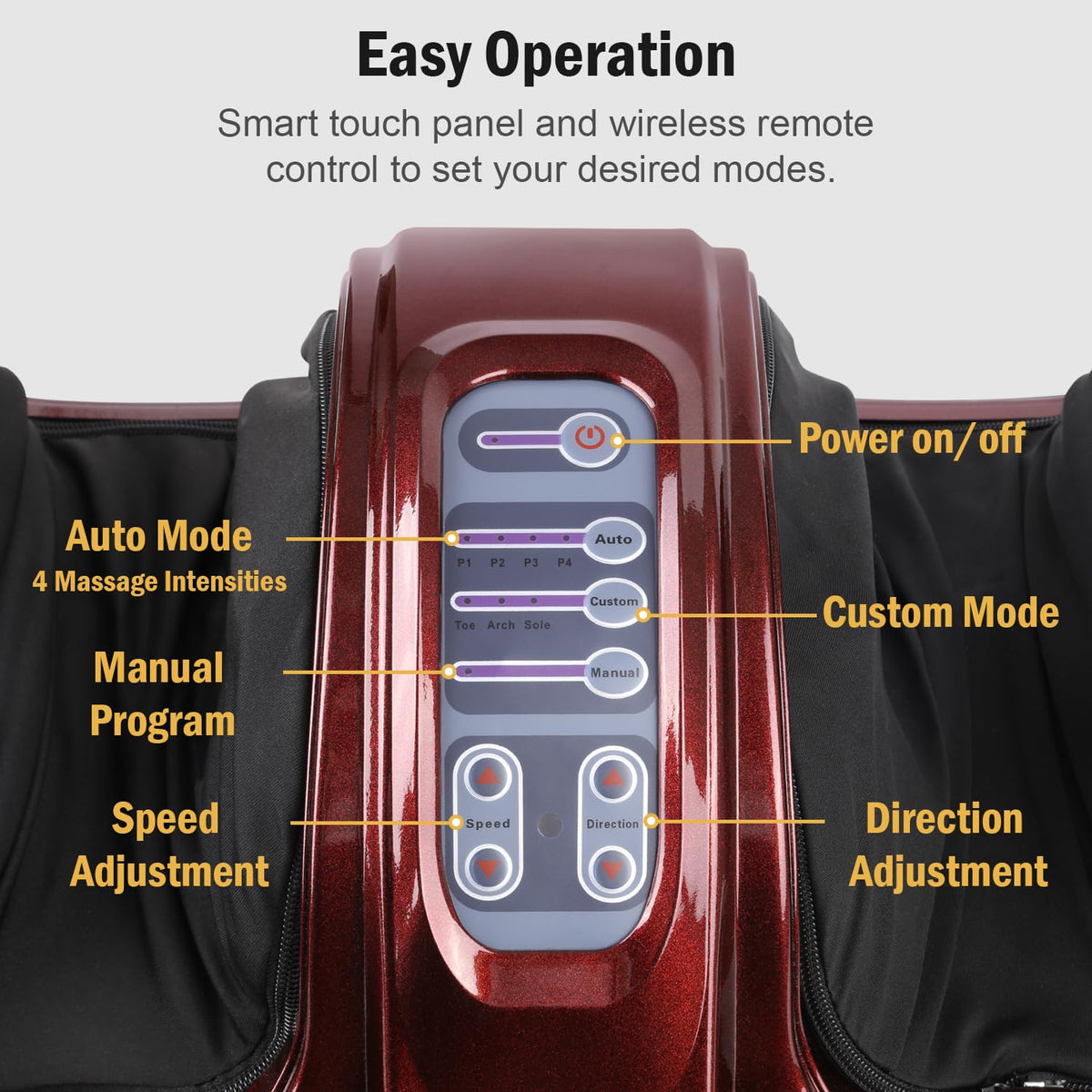 H&B Luxuries Shiatsu Foot Massager Machine with Remote Controller, Kneading and Rolling Home Massagers for Feet, Ankle, Calf, Leg, Gift for Men, Women, Father, Mom Parents and The Elderly, Red