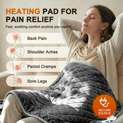 Electric Heating Pad for Period Cramps - 35"x20" XL Large Heated Pads for Back, Neck, Shoulder & Legs Pain Relief, Moist Heat Option, Machine Washable, 6 Heat Settings, Auto Shut Off, Soft Velvet