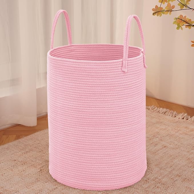 Large Woven Laundry Basket Hamper, 80L Cotton Rope Storage Bin