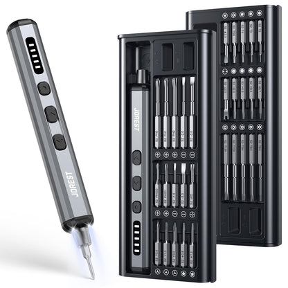 JOREST Mini Electric Screwdriver,Cordless Precision Screwdriver set with 38-in-1 Magnetic Bits, 5 Torque Settings, Repair Tool for iPhones, Laptop, Drone, Game Console, Camera;Birthday Gift for Father