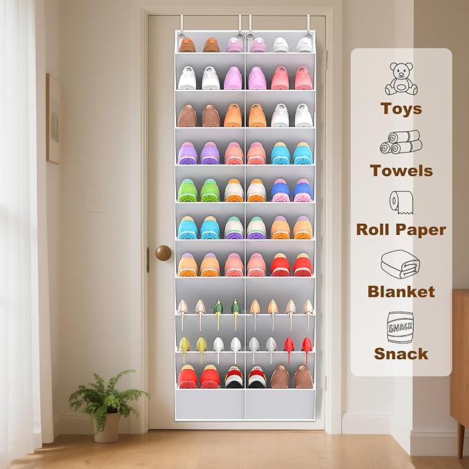20-30 Pairs Over the Door Shoe Organizer, 10-Tier Door Shoes Rack, Handing