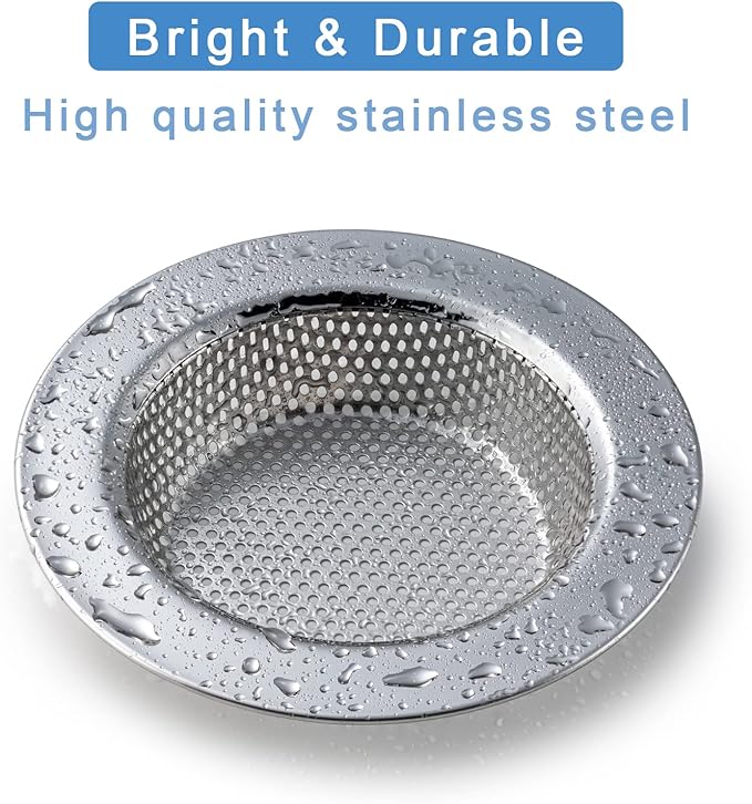 3 Pcs Sink Strainer for Most Kitchen Sink Drain Basket, Upgraded Double-Layer