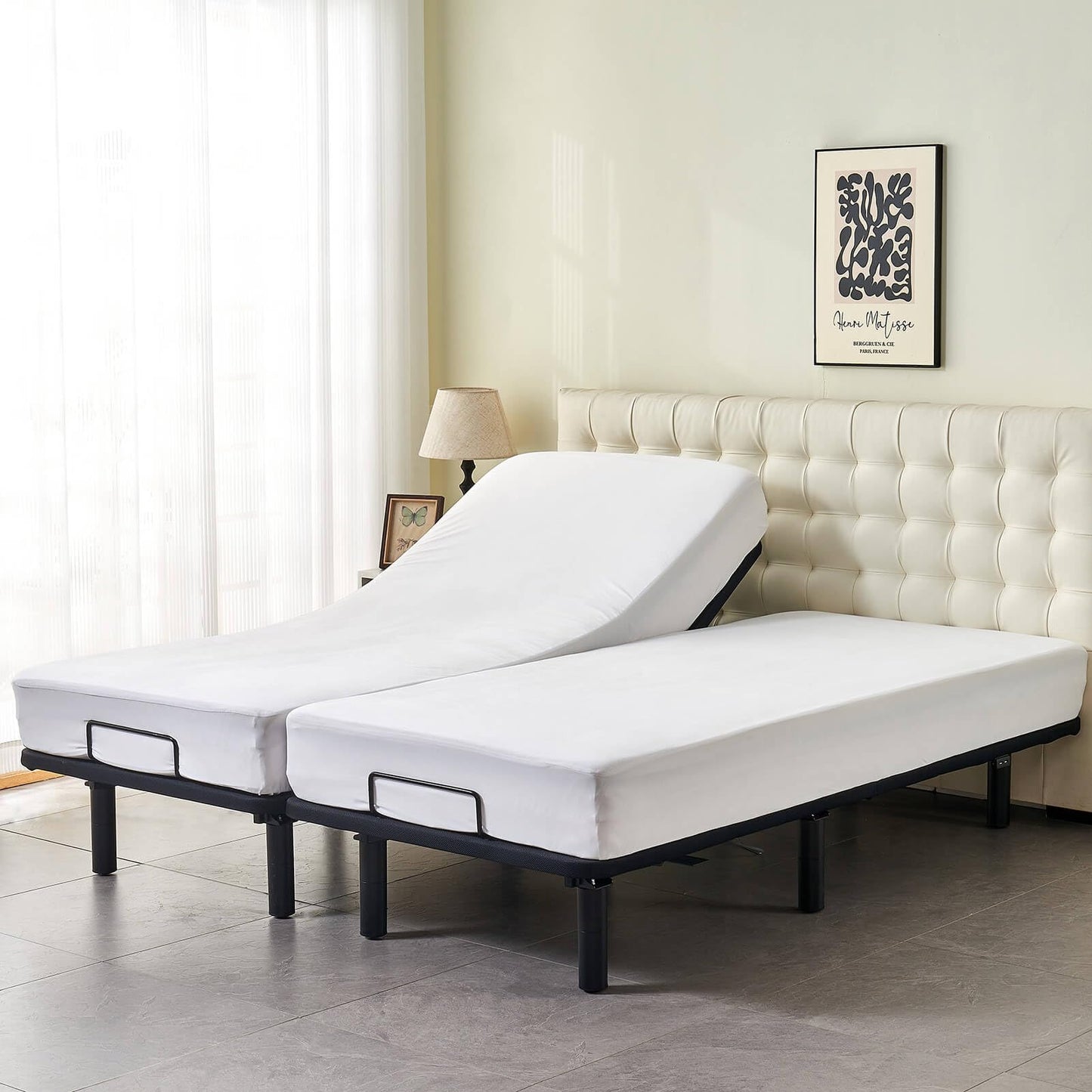 Kingnex Waterproof Split King Mattress Protector for Adjustable Beds Soft Cooling Bamboo Viscose Jersey Fitted Matress Cover