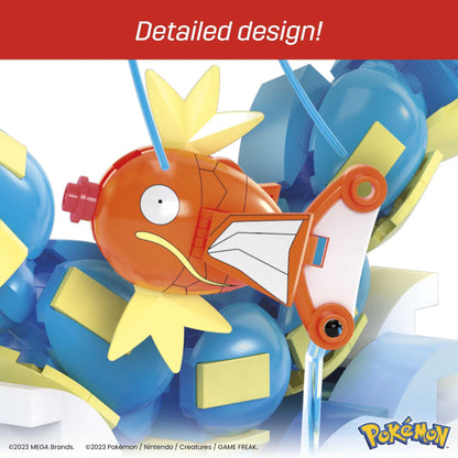 MEGA Pokémon Action Figure Building Toys Set for Kids, Magikarp Evolution Set with 411 Pieces, Buildable and Poseable Gyarados, 20 inches, HNT95