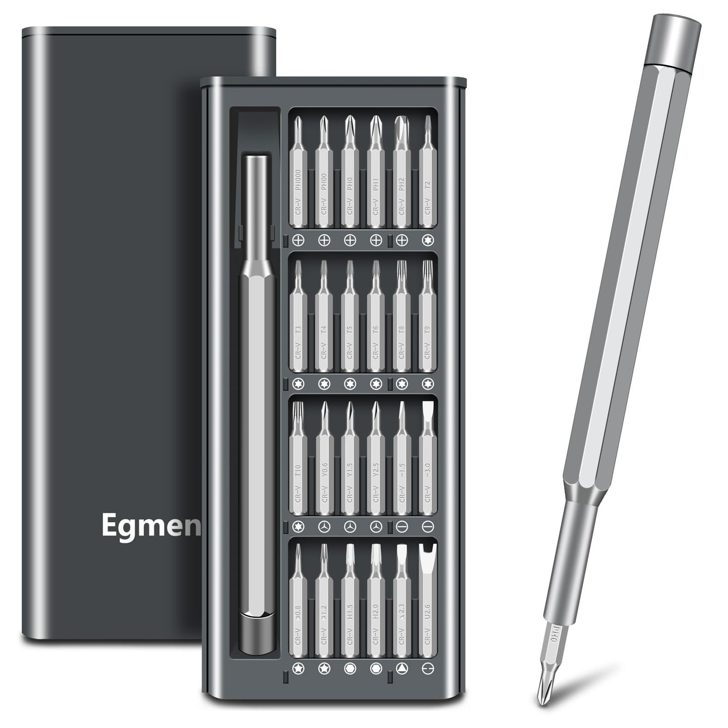 Egmen Precision Screwdriver Set, 25 in 1 Mini Magnetic Small Screwdriver Set Case for PC, Eyeglasses, Computer, Electronic, Watch Repair Kit with Phillips and Star Tiny Screw Driver