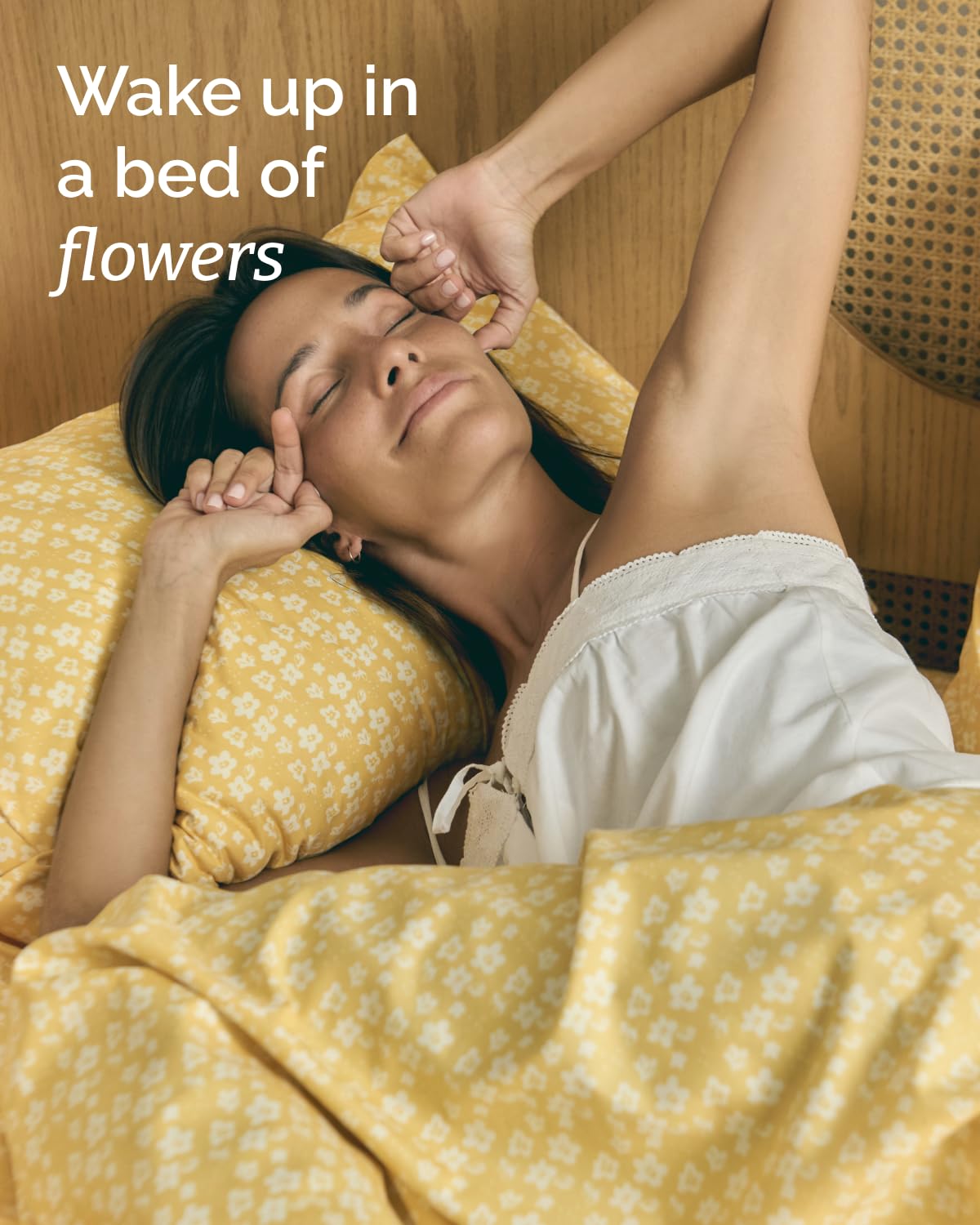 Floral Sheets - Yellow Floral Bed Sheet Set - 1 Flat, 1 Fitted & 2 Pillowcases w/ Deep Pockets - Comfy, Wrinkle & Fade Free - Boho Botanical Bedding - Ultra-Soft, Breathable & Cooling - Full Size Set