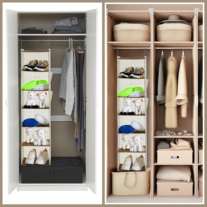 Leinuosen 6 Tier Shelf Hanging Closet Organizer Hanging Shelves