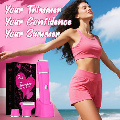 Bikini Trimmer for Women - Painless Electric Razors for Silk Skin,Cordless Body Shaver for Trip,Replaceable Lady Facial Razor, IPX7 Waterproof&Easy Cleaning, Ceramic Blade, USB Charge Dock Pink