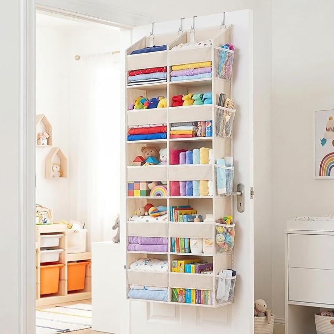 2 Pack Over the Door Organizer 5 Tiers, Extra Large Behind Door Storage of 10