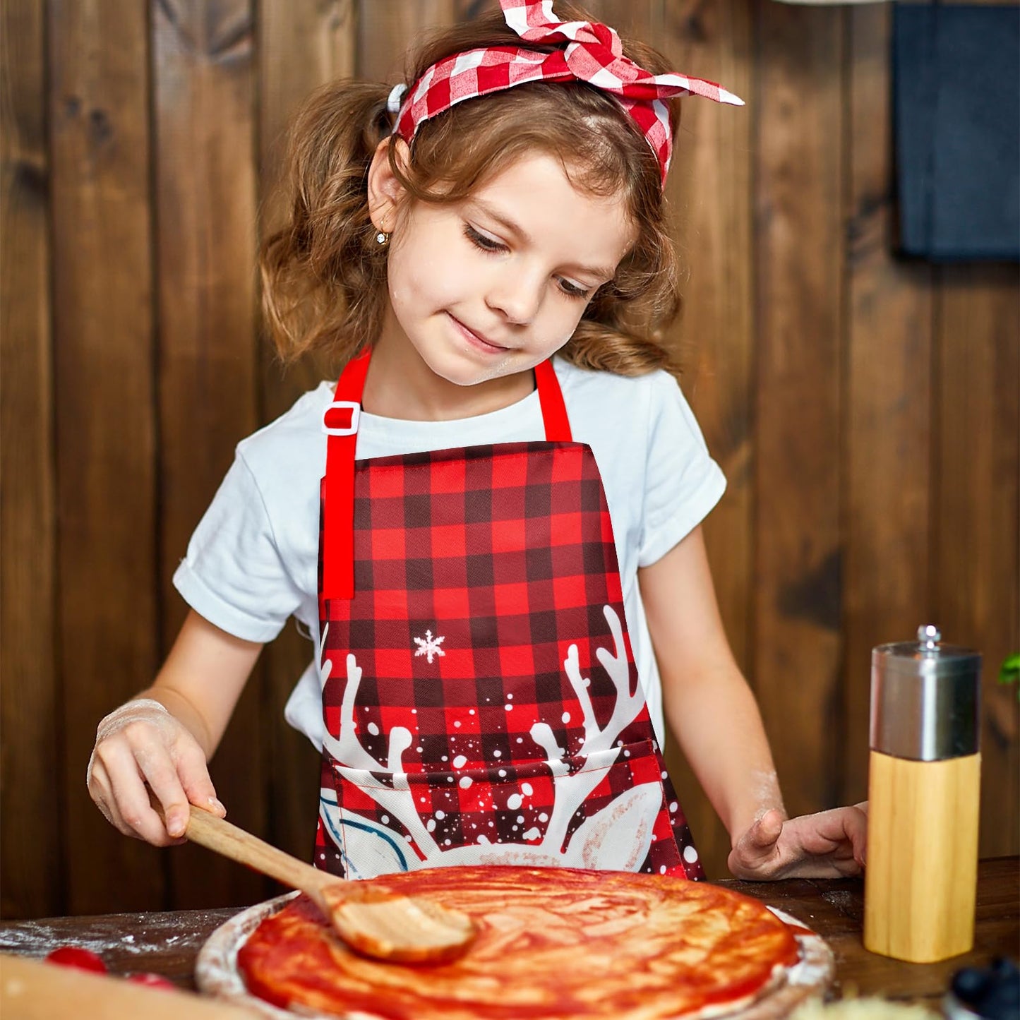 Sylfairy Aprons for Kids Girls Rainbow Unicorn Apron Children Kitchen Chef Aprons Smock 3-12 Years (Reds, Medium,6-12Years)