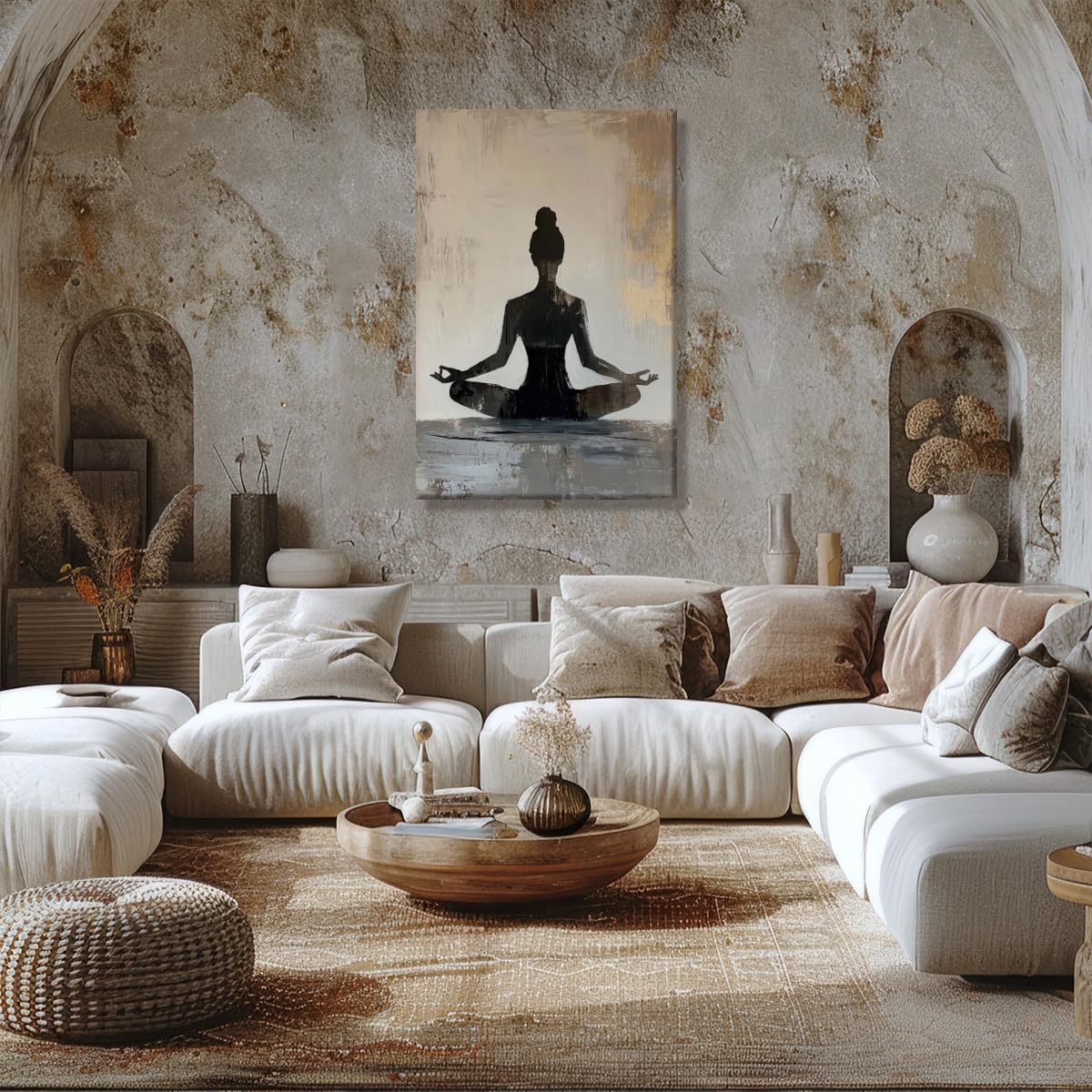 Meditation Wall Art Minimalist Yoga Pose Poster Zen Decor Calming Corner Canvas Prints Mindfulness Wellness Art for Yoga Studio Decor 12x18inch Unframed