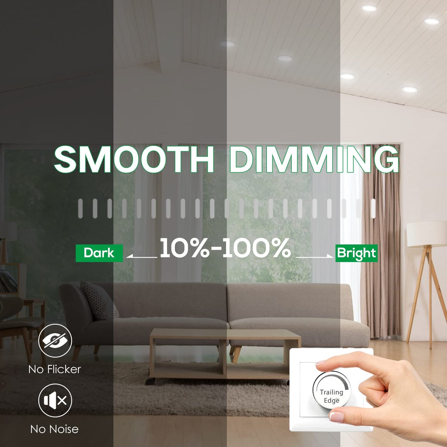 ALUSSO LED Downlights Dimmable 7W IP44 Slim Recessed Ceiling Lights, 3CCT 3000K Warm 4000K Neutral 6500K Cool Adjustable Bathroom Spotlights, White, 6 Pack