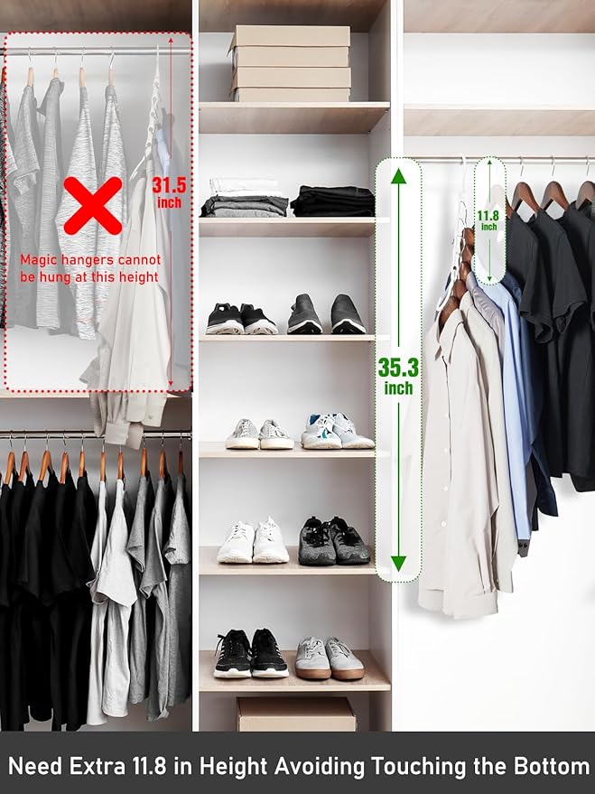 HOUSE DAY White Magic Plastic Hangers Space Saving Organizers and Storage