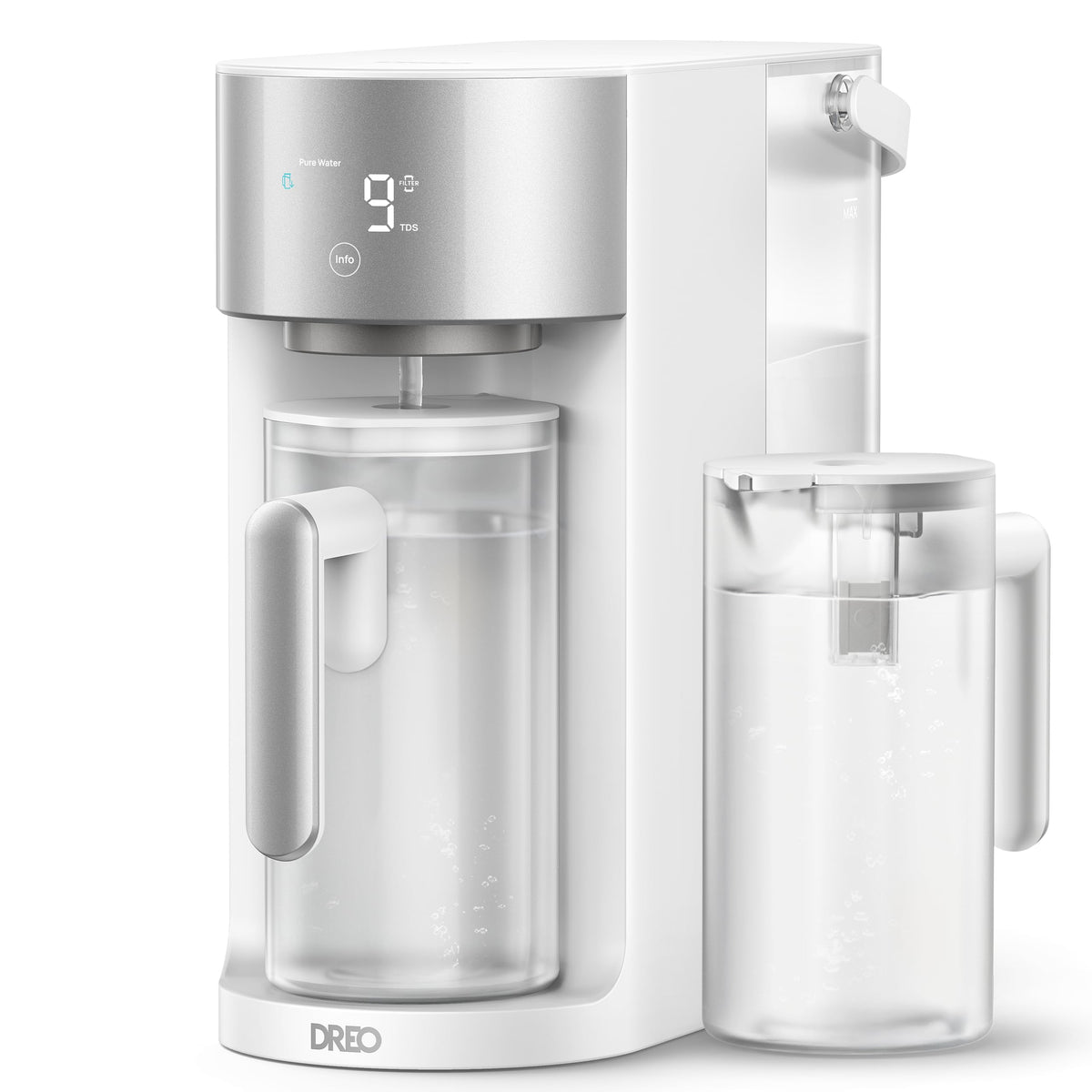 DREO Reverse Osmosis Water Filter Countertop, RO Filtration System, 3:1 Pure to Drain, TDS & Filter Life & 2 Autofill Pitchers, Self-Cleaning Water Purifier, RO Water Filter