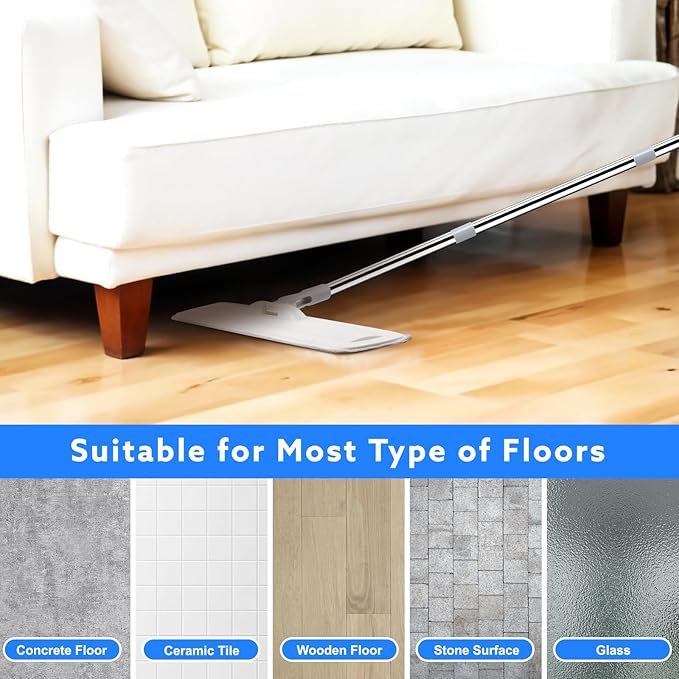 Microfiber Mop for Cleaning Floors, 55 Inch Extendable Flat Mop