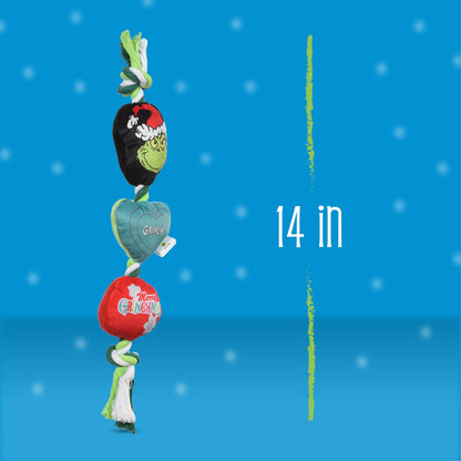 Dr. Seuss for Pets How The Gr Stole Christmas 14 " Heart Rope Toy for Dogs | Squeaky Dog Toys, Rope Dog Toys, Holiday Toys for Dogs, Pet Christmas Stocking Gifts | The Gr Dog Toys (FF25748)