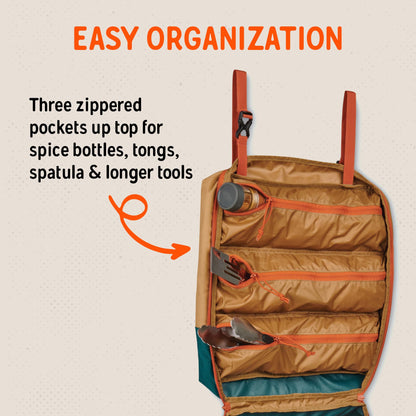 Kelty Camp Galley – Camp Kitchen Organization Kit, Pockets, Compartments for Outdoor Cooking Essentials, Plastic, DULL GOLD/DEEP TEAL