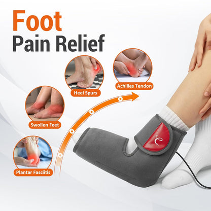Comfytemp Foot Heating Pad for Plantar Fasciitis, Foot Pain Relief Products for Achilles Tendonitis Sprained Ankle Heel Spur, Heated Ankle Wrap Warmer with 3 Heat and Time Sets