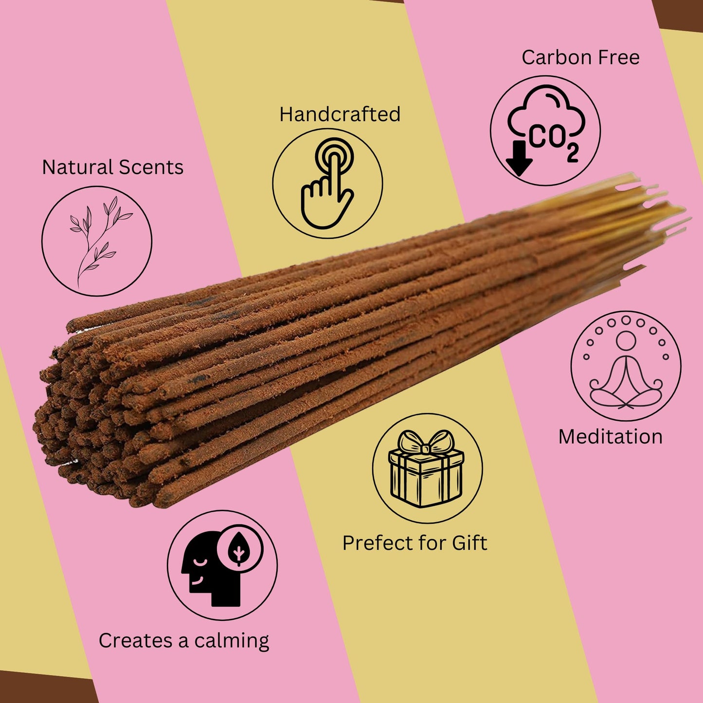 Bless-Ocean-Salt 100%-Natural-Handmade-Hand-Dipped-Incense-Sticks Organic-Chemicals-Charcoal-Free Purification-Relaxation-Positivity-Yoga-Meditation Best-Woods-Scent (100 Sticks(5.25 OZ))
