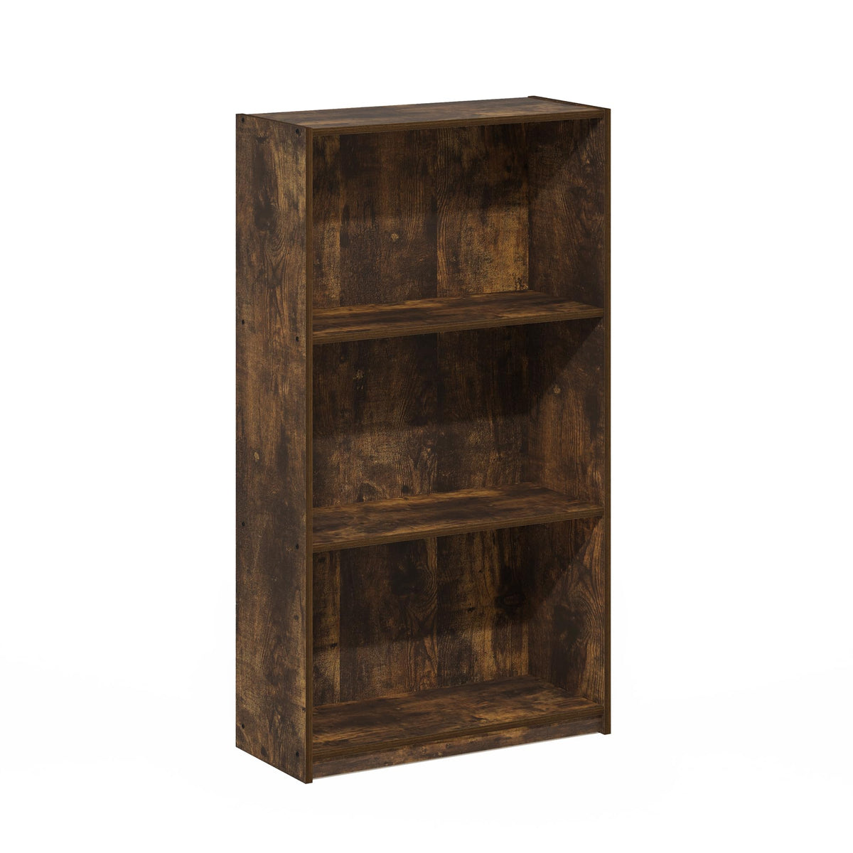 Furinno Basic Book Shelf, 3-Tier Modern Bookshelf, Bookcase with Open Shelves, 9.3 x 21.8 x 39.5, for Living Room, Bedroom, Home Office, Amber Pine