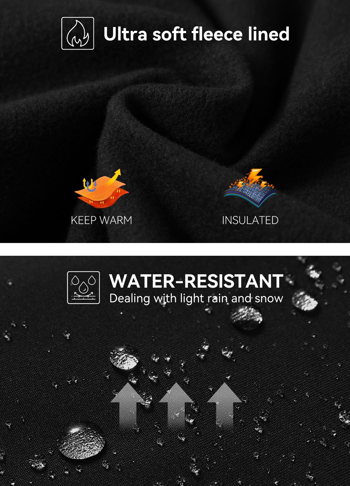 baleaf Women's Fleece Lined Leggings Thermal Water Resistant Legging High Waisted Winter Running Hiking Sports Trousers with Pockets Black M