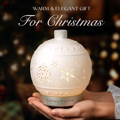 Earnest Living Essential Oil Diffuser White Ceramic Diffuser 100 ml Timers Night Lights and Auto Off Function Home Office Humidifier Aromatherapy Diffusers for Essential Oils