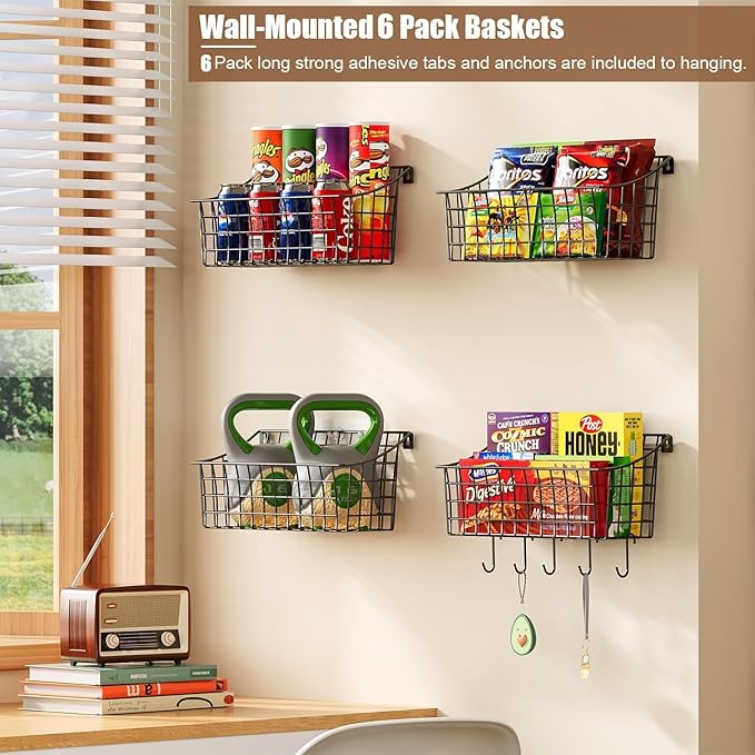 Sonyabecca 6 Pack Hanging Wall Basket
