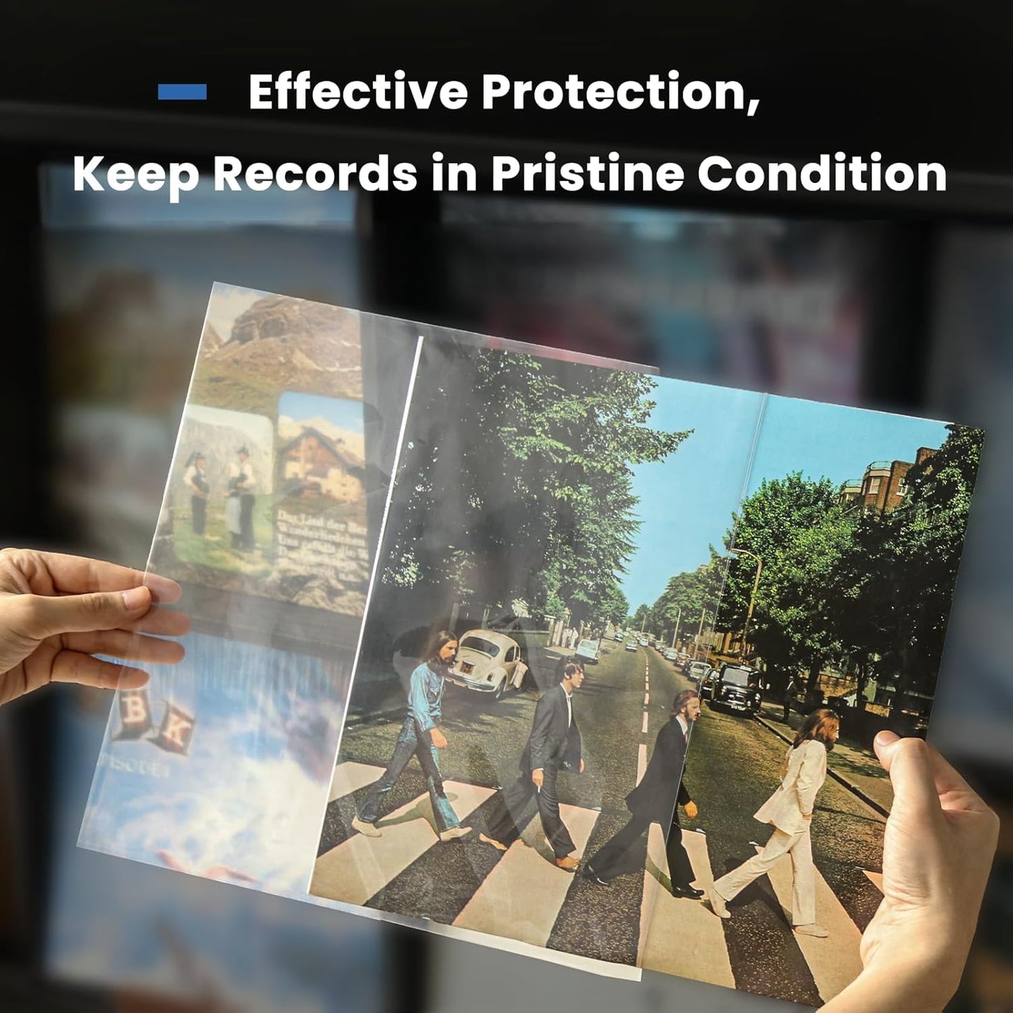 POJSIO 12 Inch Vinyl Record Sleeves Outer,50 x Record Sleeves 12 Inch | 3 Mils Thick | Crystal Clear High-Density Polypropylene Plastic Vinyl Protective Album Cover for Single Double LPs