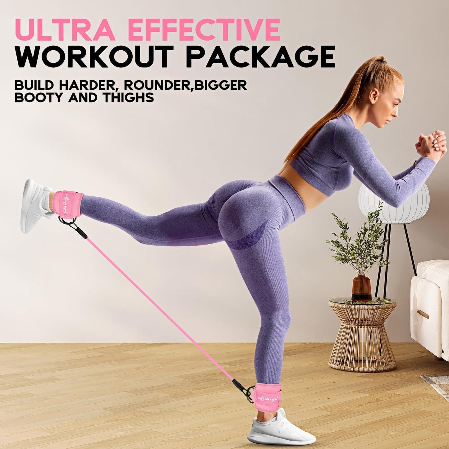 HPYGN Ankle Resistance Bands, Ankle Bands for Working Out, Leg Glutes Training Workout Equipment for Women, Exercise Bands with Cuffs, Kick Back Ankle Strap Set for Home Gym