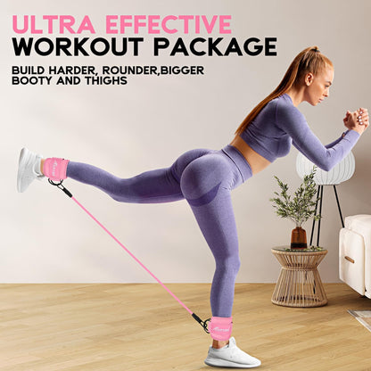 HPYGN Ankle Resistance Bands, Ankle Bands for Working Out, Leg Glutes Training Workout Equipment for Women, Exercise Bands with Cuffs, Kick Back Ankle Strap Set for Home Gym
